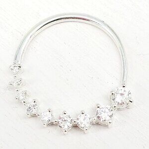 925 Sterling Silver & Cubic Zirconia Circle Pendant 1 1/8" 2.53 Grams Tested EUC